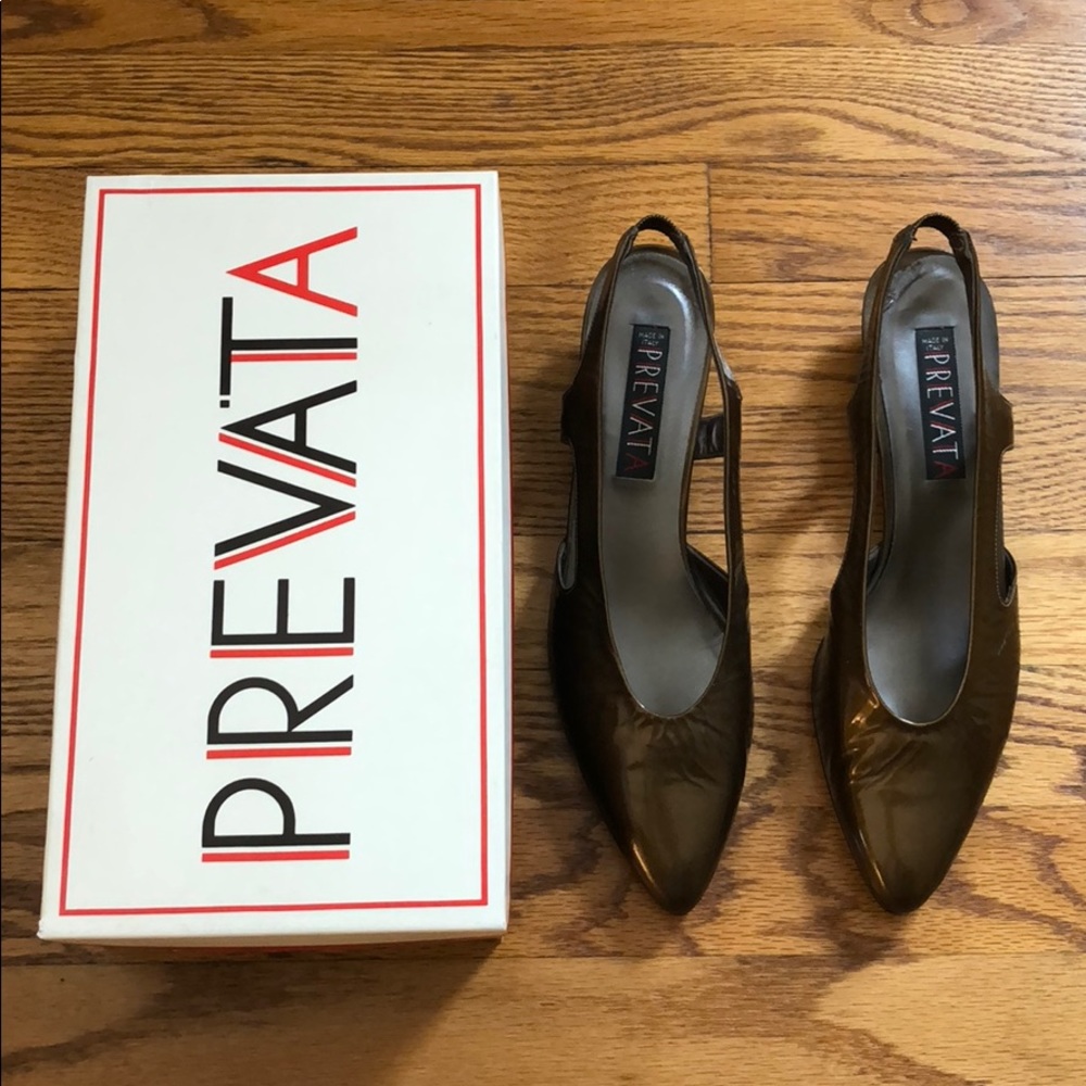Prevata Dark Gold Slingback Heels
